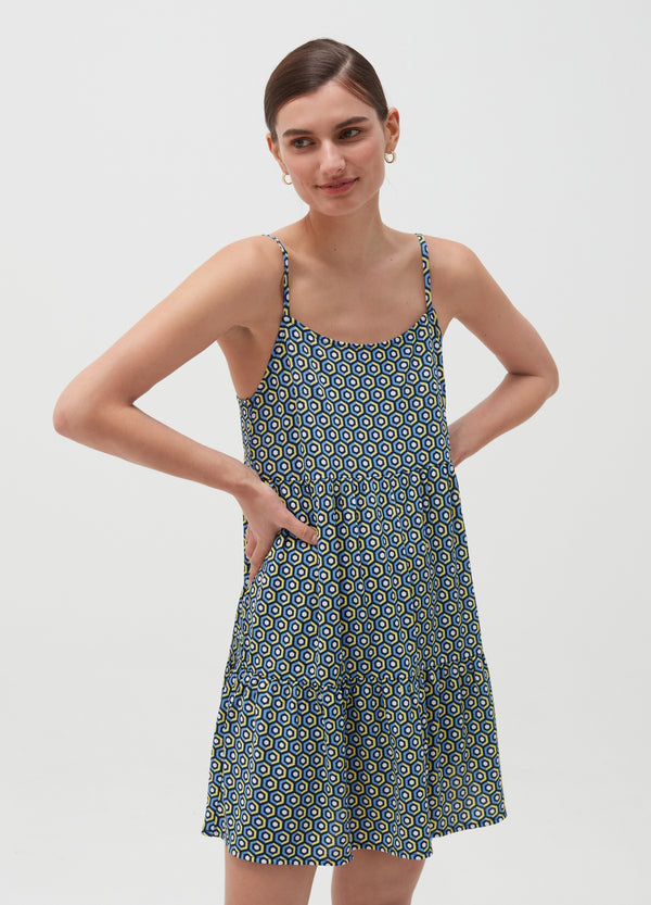 OVS Womens Geo Print Tiered Cami Swing Dress