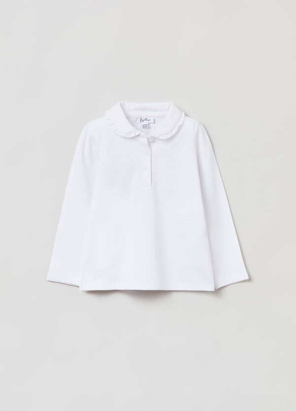 OVS Kids Girl Pique Polo Shirt With Ruffled Collar