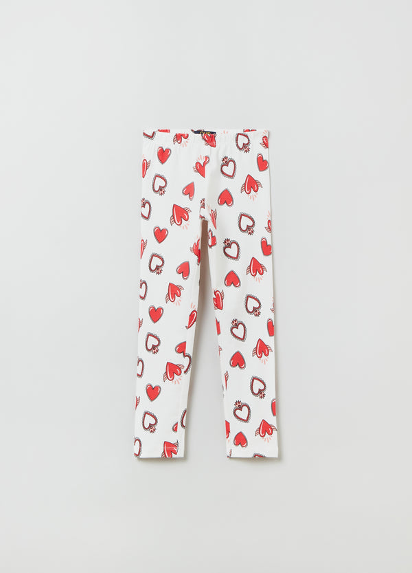 OVS Kids Girl Leggings In Stretch Cotton With Heart Print