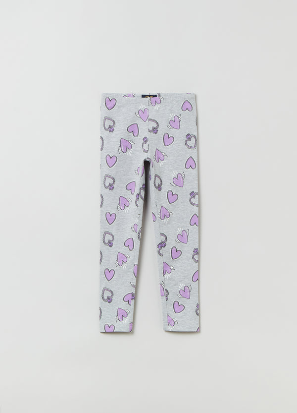 OVS Kids Girl Leggings In Stretch Cotton With Heart Print