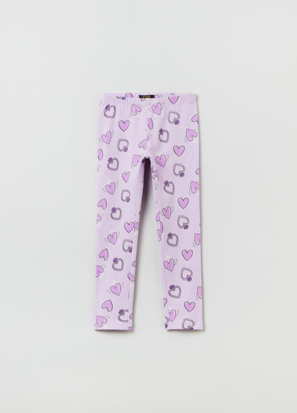 OVS Kids Girl Leggings In Stretch Cotton With Heart Print