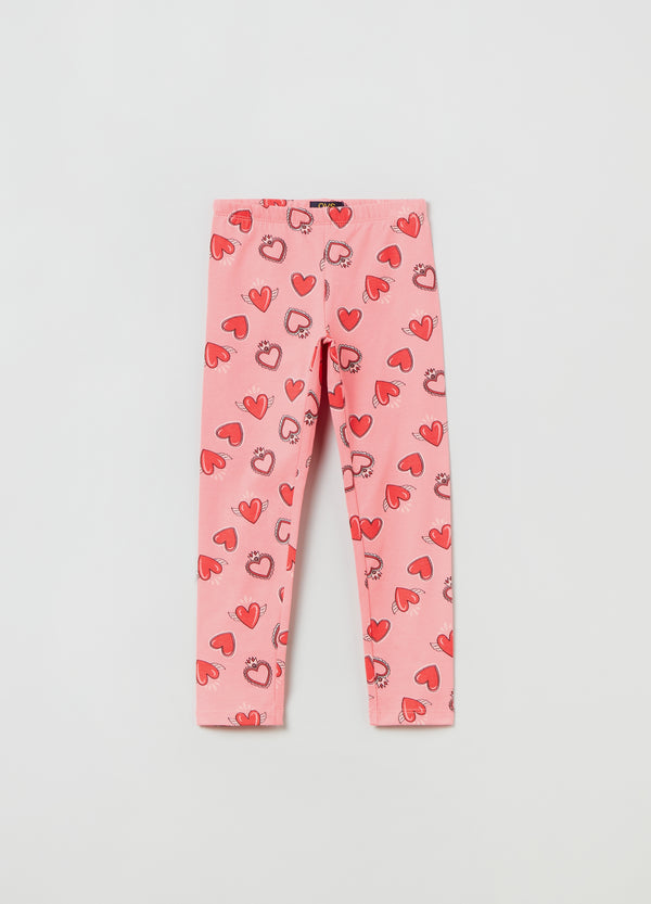 OVS Kids Girl Leggings In Stretch Cotton With Heart Print