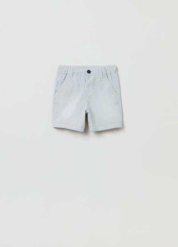 Yarn-dyed striped cotton Bermuda shorts