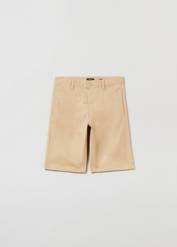 OVS Kids Boy Solid Colour Chino Bermuda Shorts In Twill