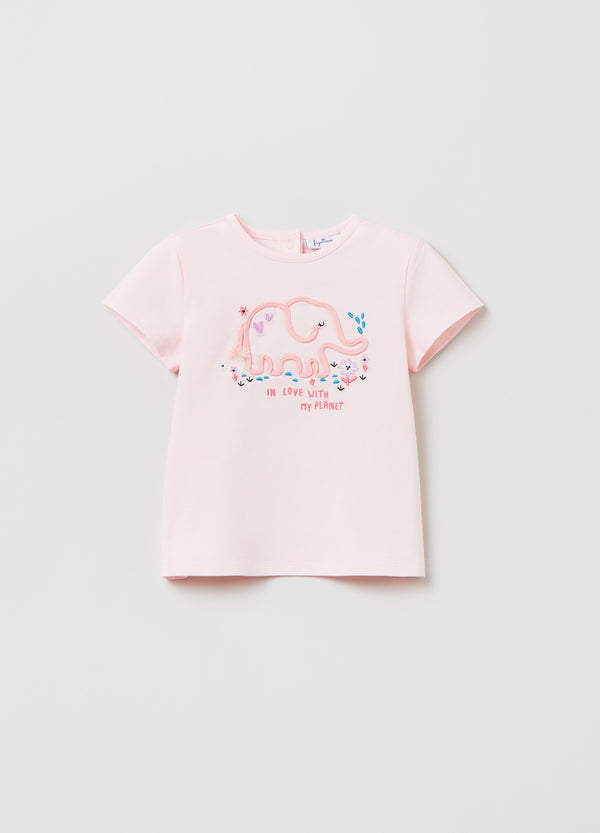 OVS Kids Girl T-Shirt With Embroidery And Elephant Application