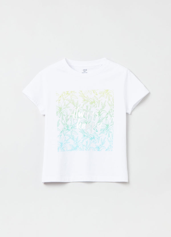 Cotton T-shirt with foil print