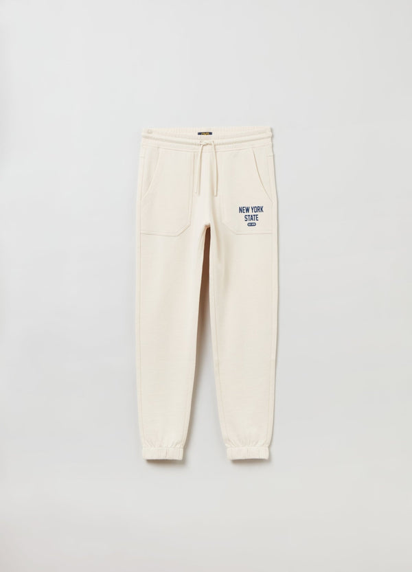 Fleece joggers with lettering print