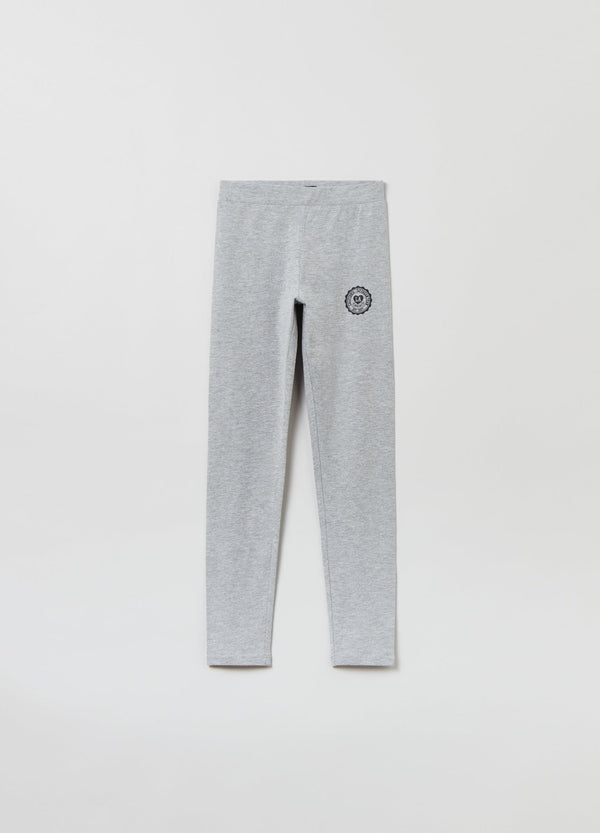 Mélange leggings with printed lettering