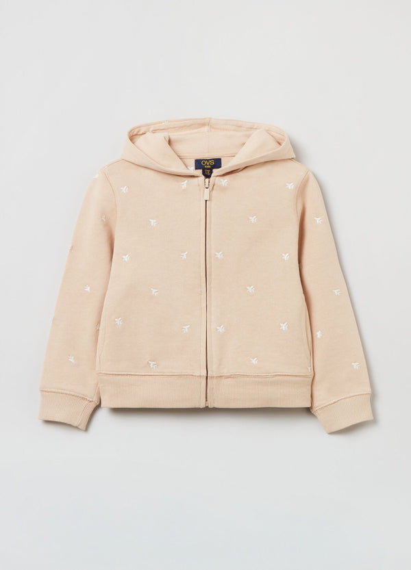 OVS Full-zip Sweatshirt With Hood And All-over Embroidery