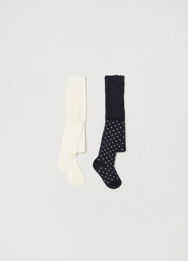 OVS Girls 2 Pack Spot Print and Plain Tights