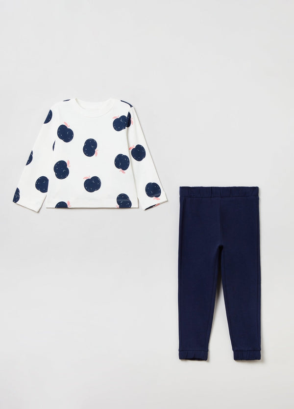 OVS Girls Cotton Jogging Set with Fruit Print