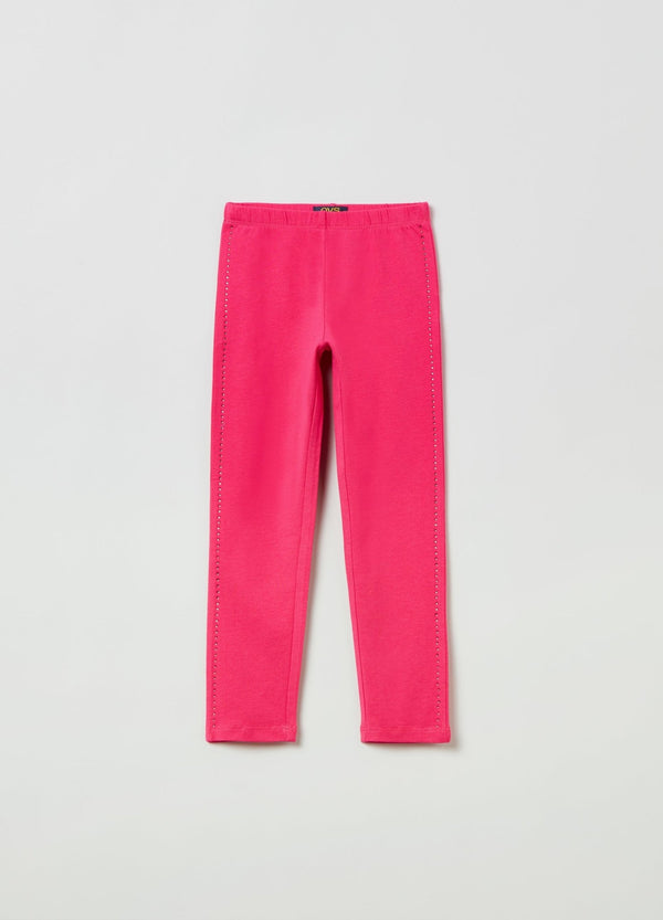 OVS Girls Stretch Cotton Leggings With Diamonds