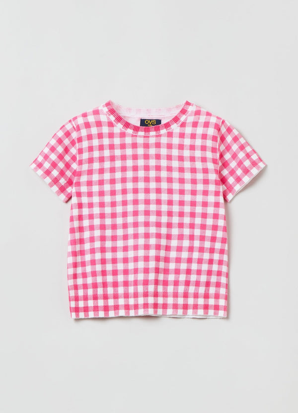OVS Kids Girl Jersey T-Shirt With Gingham Pattern
