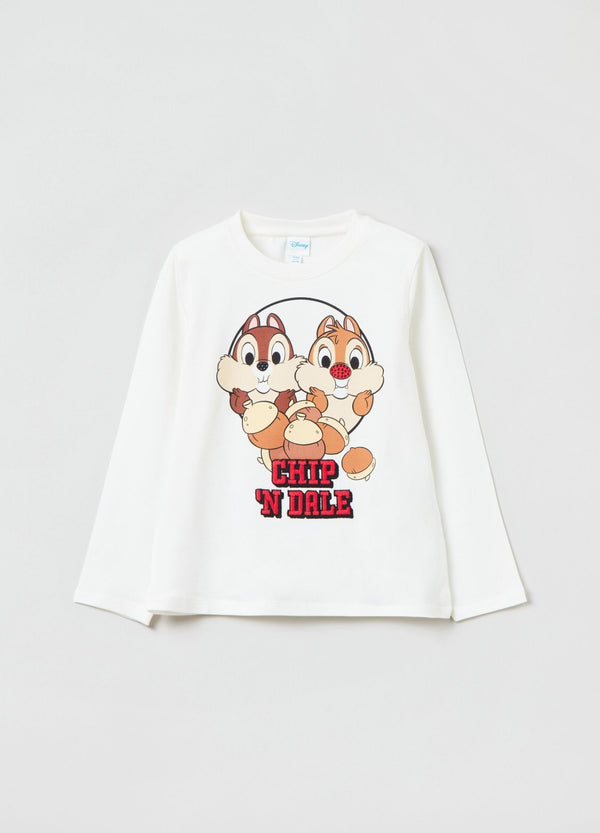 تي شيرت OVS بأكمام طويلة مزين بطبعة Chip â€€nâ€™ Dale Print