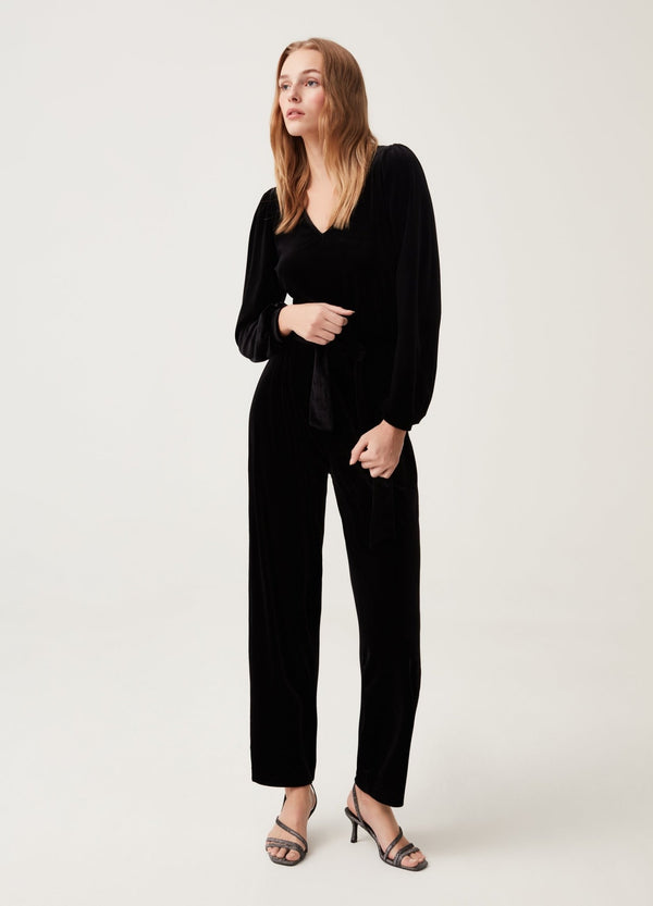 OVS Womens Velvet Jumpsuit With Drawstring
