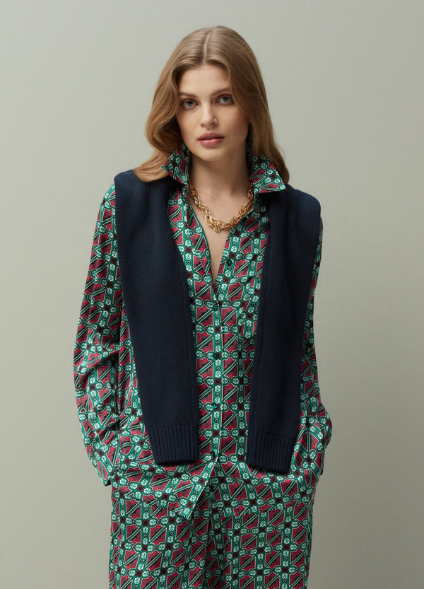 PIOMBO patterned satin shirt