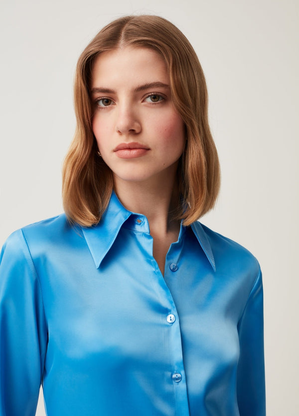 Solid colour satin shirt