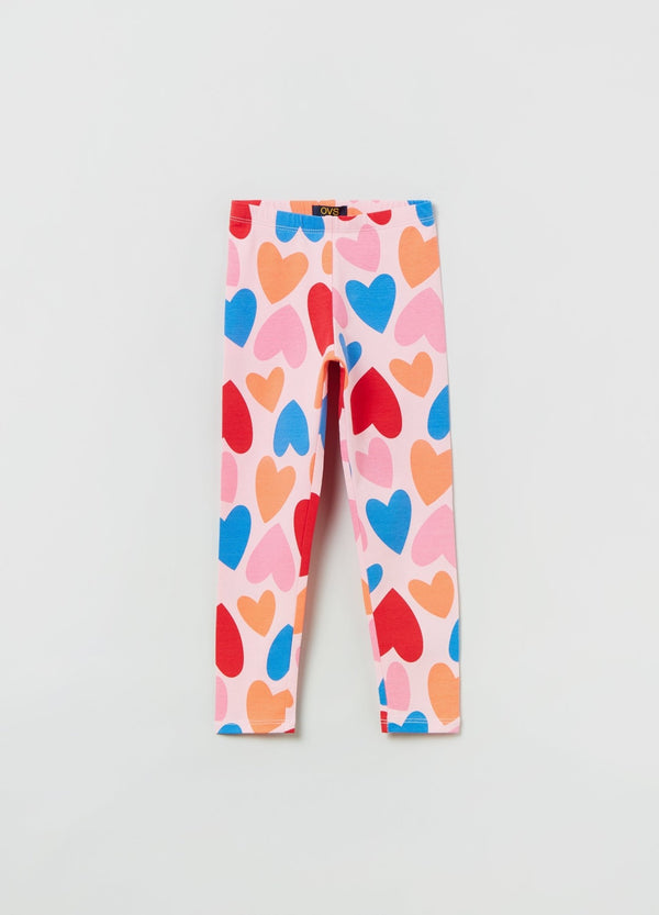 Stretch cotton leggings with print