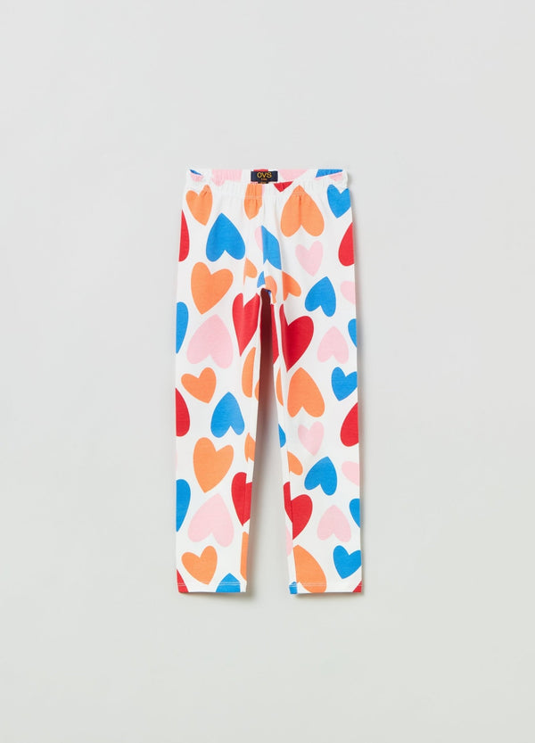 Stretch cotton leggings with print