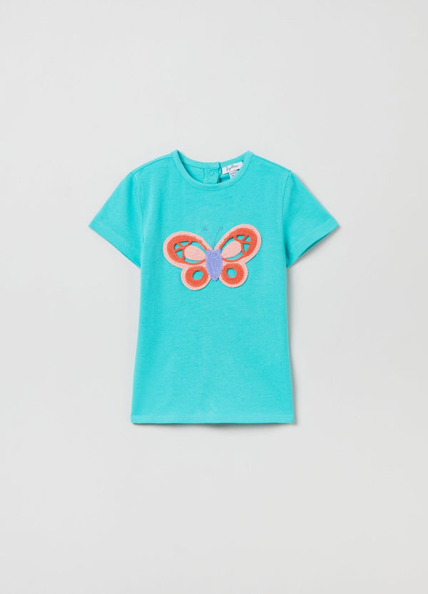 T-shirt with crochet butterfly